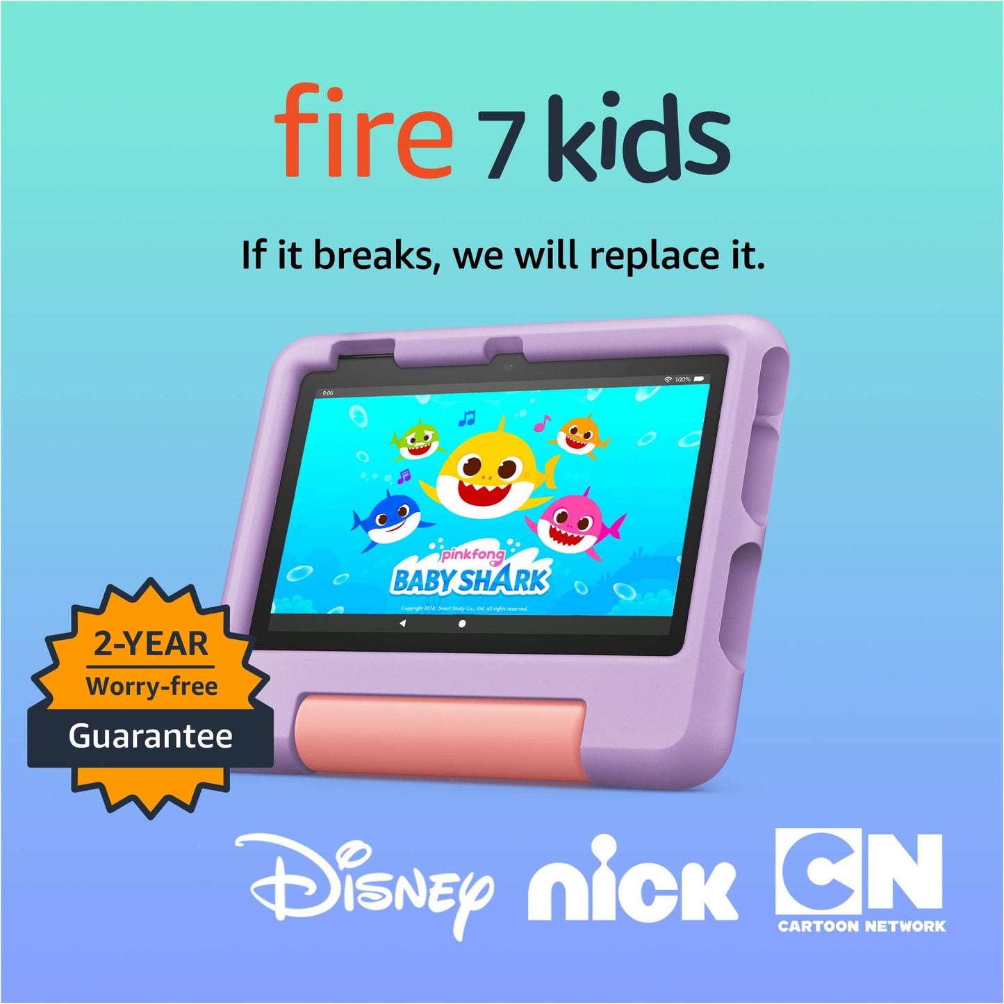 Amazon Fire 7 Kids tablet, ages 3-7. Top-selling 7" kids tablet on Amazon. Includes ad-free and exclusive content, easy parental controls, 10-hr battery, 16 GB, Blue