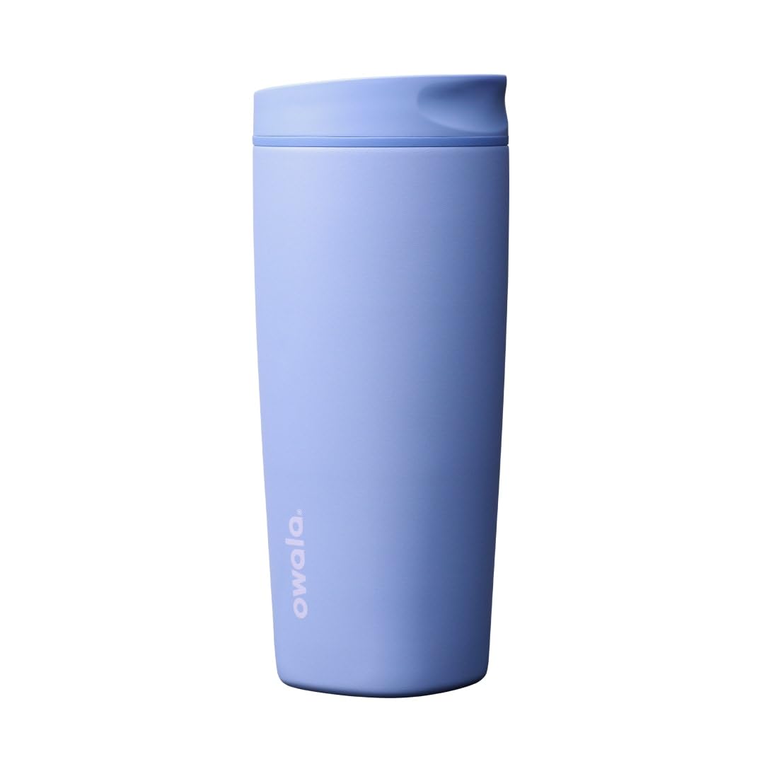 Owala SmoothSip Slider Insulated Stainless Steel Coffee Tumbler, Reusable Iced Coffee Cup, Hot Coffee Travel Mug, BPA Free 12 oz, Vanilla Bean