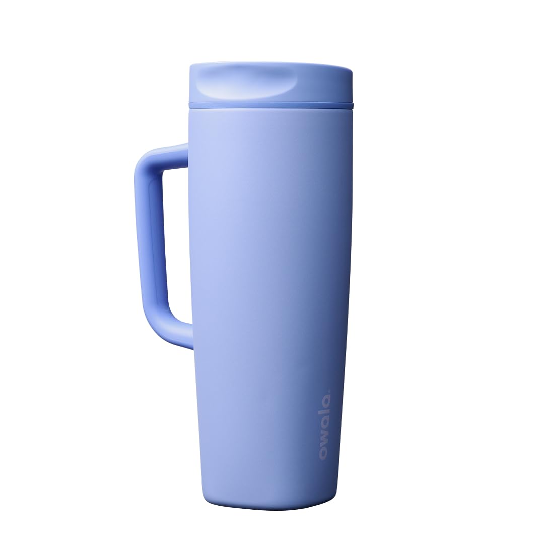 Owala SmoothSip Slider Insulated Stainless Steel Coffee Tumbler, Reusable Iced Coffee Cup, Hot Coffee Travel Mug, BPA Free 12 oz, Vanilla Bean