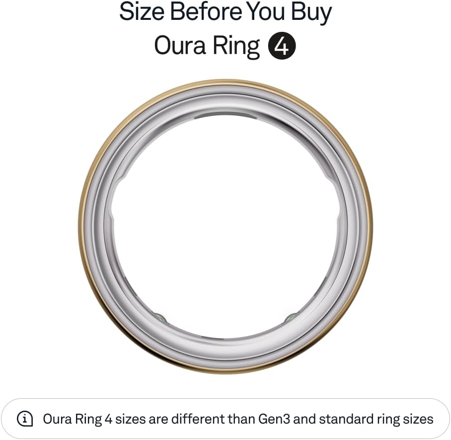 Oura Ring 4 - Gold - Size 8 - Sleep, Activity, Women’s Health, AI Advisor, Up to 8 Days of Battery Life, Size Before You Buy, Android & iOS Compatible