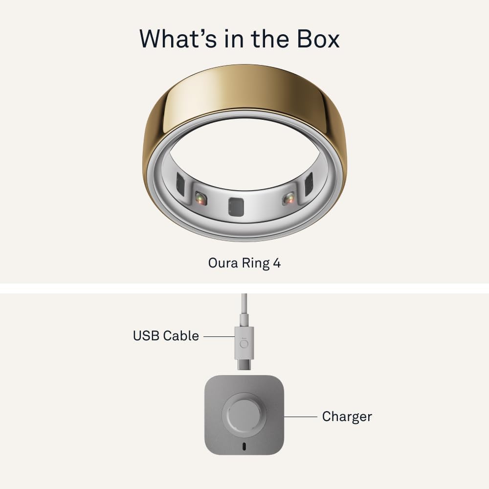 Oura Ring 4 - Gold - Size 8 - Sleep, Activity, Women’s Health, AI Advisor, Up to 8 Days of Battery Life, Size Before You Buy, Android & iOS Compatible
