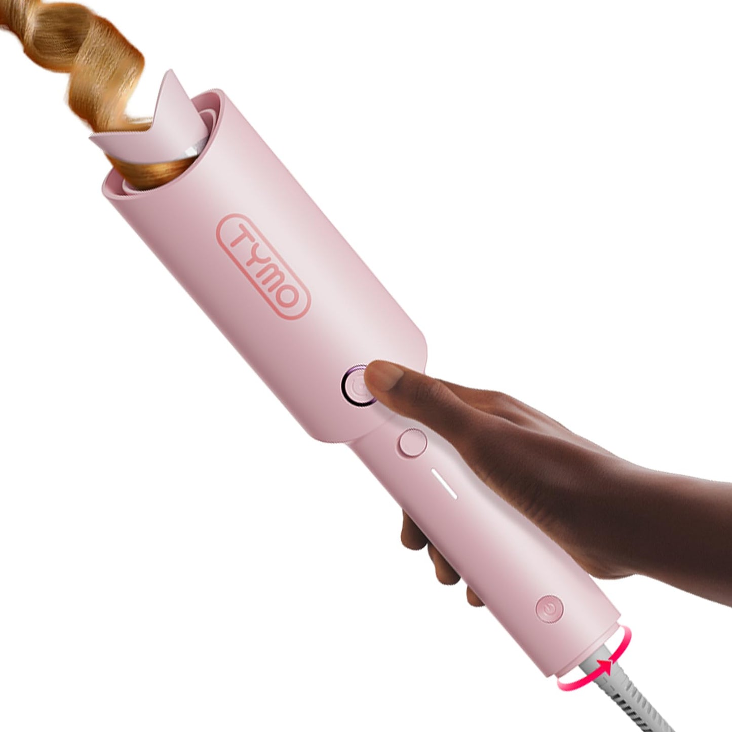 TYMO Automatic Rotating Curling Iron - TYMO CURLPRO Beach Waves Curling Wand, Portable Hair Curler, 500 Million Ionic, Dual Voltage & Lightweight for Travel, Ceramic Coating, 1 Inch, Metallic Gray