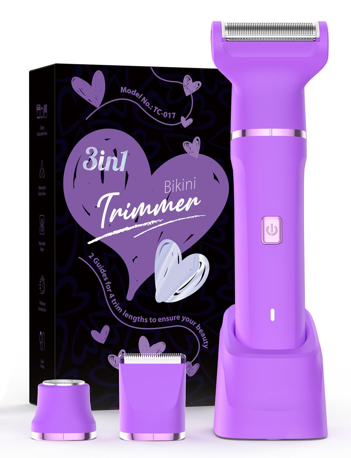 Bikini Trimmer for Women - Waterproof Wet & Dry Electric Foil Shaver for Private Area, Rechargeable Dock, Painless Smooth Shaving & Trimming of The Body, Face, Underarm, Legs, Tiktok Trend Items