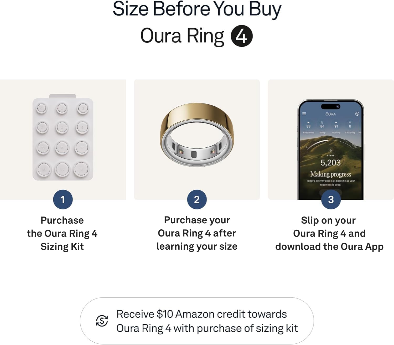 Oura Ring 4 - Gold - Size 8 - Sleep, Activity, Women’s Health, AI Advisor, Up to 8 Days of Battery Life, Size Before You Buy, Android & iOS Compatible