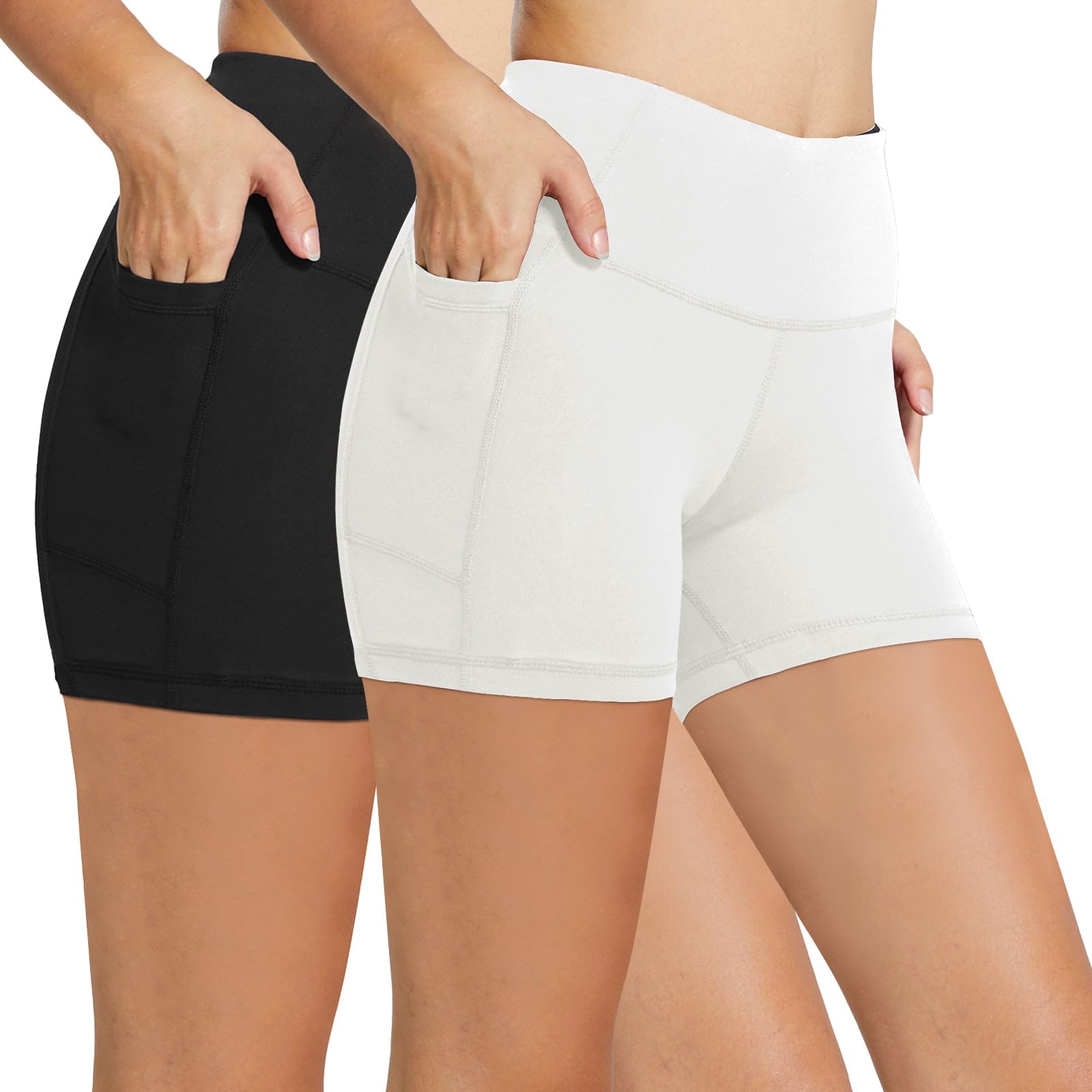 baleaf Women's 8"/ 5"/ 3" Biker Shorts High Waist Yoga Workout Gym Running Volleyball Spandex Shorts with Pockets
