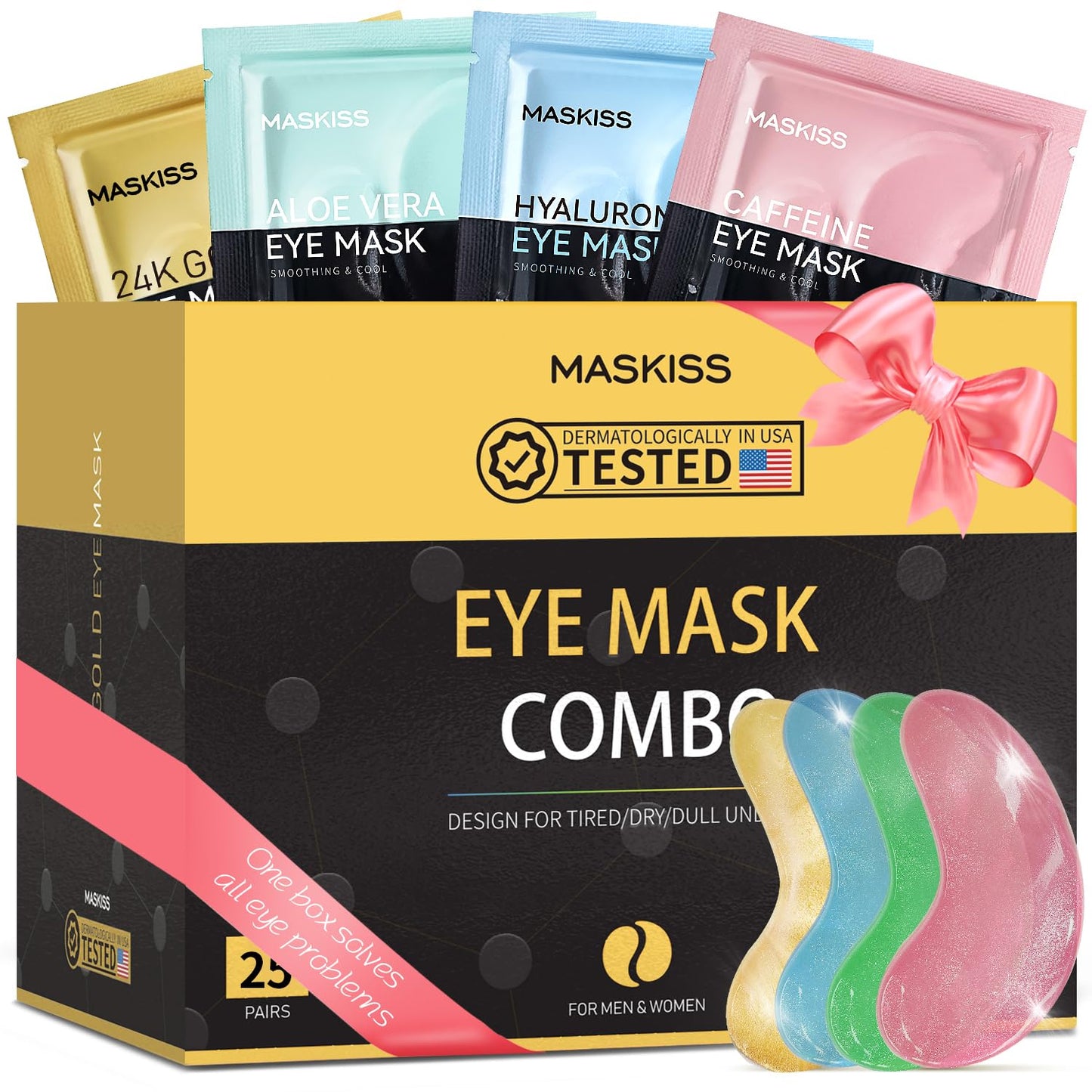 Maskiss 24k Gold Under Eye Patches (50 Pairs), eye mask, Collagen Skin Care Products, Eye Patches for Puffy Eyes, eye masks for dark circles and puffiness