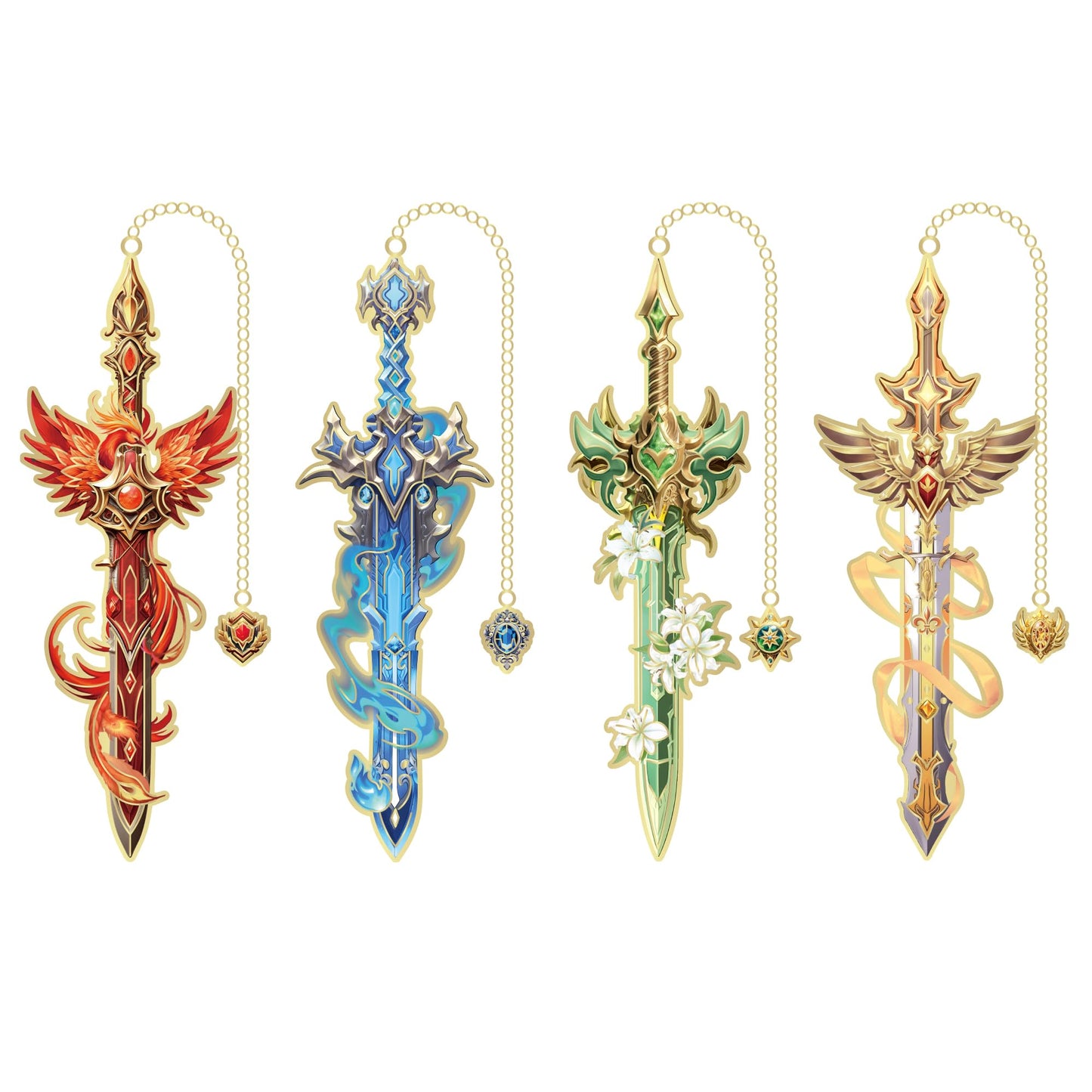 4pcs Fantasy Sword Bookmarks for Books, Journals, Planners - Cool Metal Book Markers for Reading Women & Men, Unique Book Marks Gifts for Book Lovers, Reading Accessories for Students & Adults & Kids