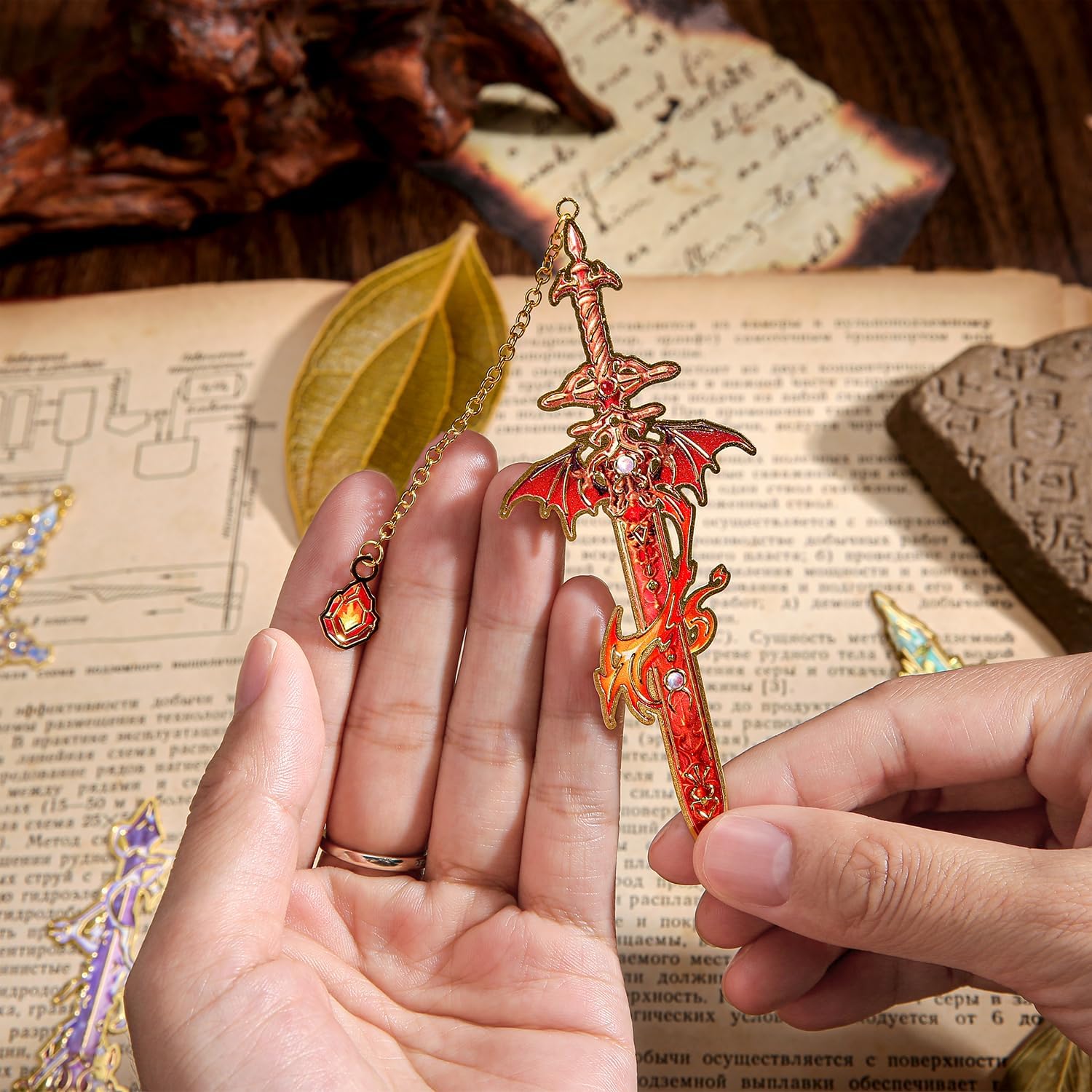 4pcs Fantasy Sword Bookmarks for Books, Journals, Planners - Cool Metal Book Markers for Reading Women & Men, Unique Book Marks Gifts for Book Lovers, Reading Accessories for Students & Adults & Kids