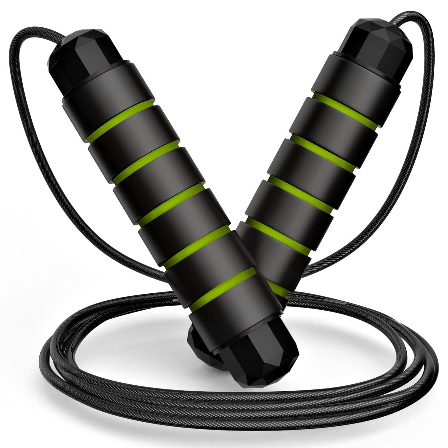 Jump Rope, Tangle-Free Rapid Speed Jumping Rope Cable with Ball Bearings for Women, Men & Kids, Adjustable Steel Jump Rope with Foam Handles for Home Gym Exercise Fitness Workout Equipment & Slim Body