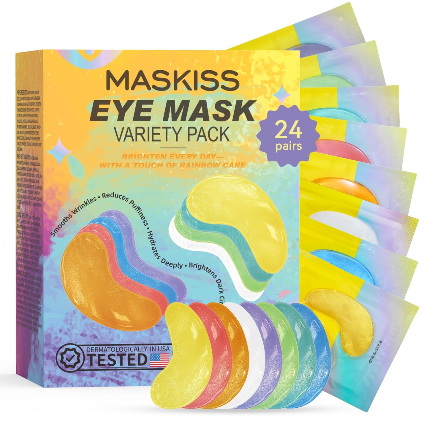Maskiss 24k Gold Under Eye Patches (50 Pairs), eye mask, Collagen Skin Care Products, Eye Patches for Puffy Eyes, eye masks for dark circles and puffiness