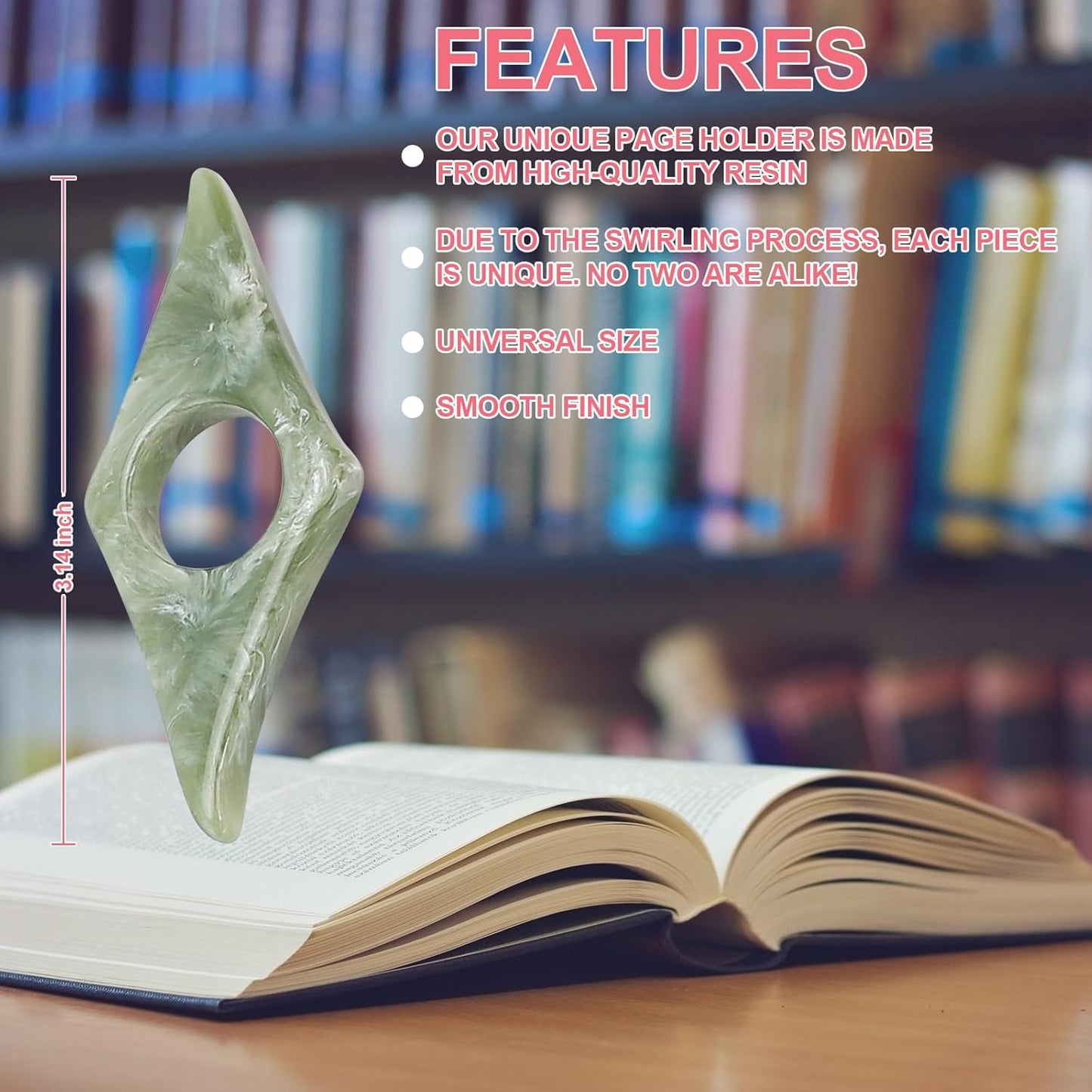 Kartterfly Thumb Page Holder for Reading 2Pack, Energy Pattern Thumb Bookmark, Book Opener Holder, Book Finger Page Holder, Book Accessories for Reading Lovers(Pink and Olive-Green）