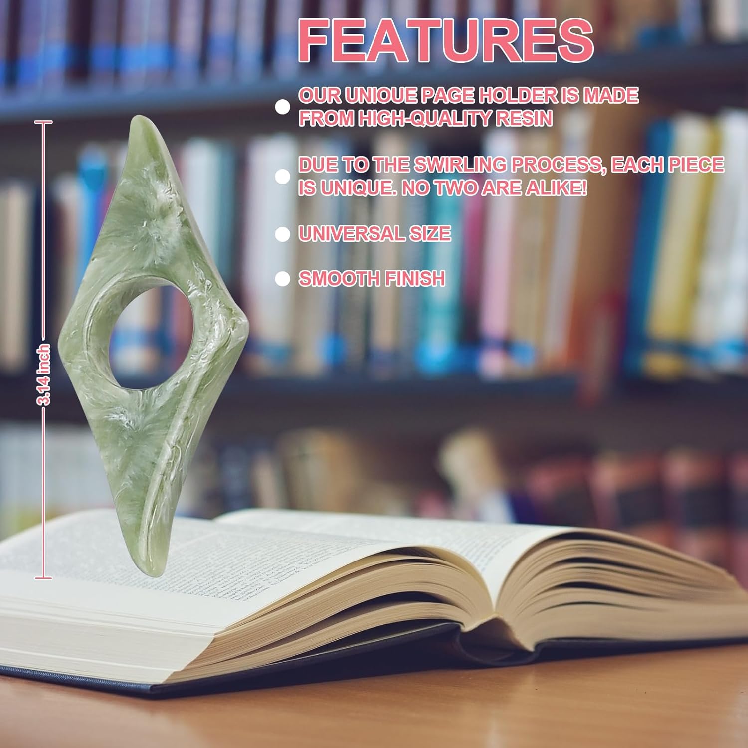Kartterfly Thumb Page Holder for Reading 2Pack, Energy Pattern Thumb Bookmark, Book Opener Holder, Book Finger Page Holder, Book Accessories for Reading Lovers(Pink and Olive-Green）