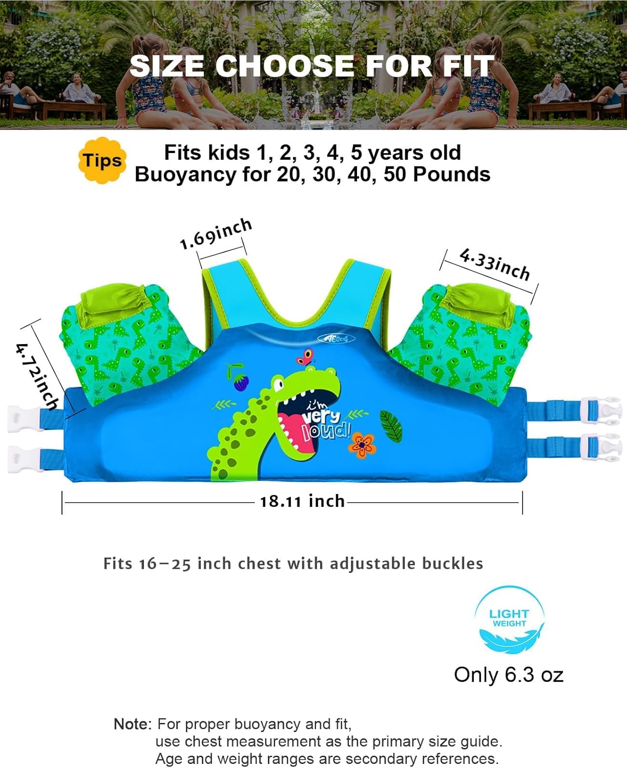AEOCOO Puddle Float Jumper 20-30-50-60-70 Pounds, Toddler Swim Vest for 1-3-5-6-9 Years Old, Pool Floats with Swimming Arm Floaties Swim Jacket & Water Wings for Kids Swimmies, Boys, Girls, Niños