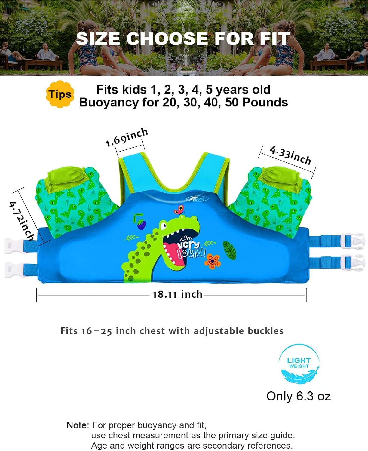 AEOCOO Puddle Float Jumper 20-30-50-60-70 Pounds, Toddler Swim Vest for 1-3-5-6-9 Years Old, Pool Floats with Swimming Arm Floaties Swim Jacket & Water Wings for Kids Swimmies, Boys, Girls, Niños