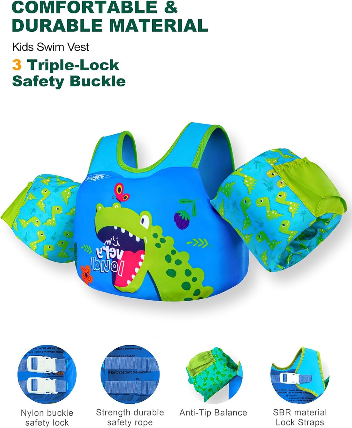 AEOCOO Puddle Float Jumper 20-30-50-60-70 Pounds, Toddler Swim Vest for 1-3-5-6-9 Years Old, Pool Floats with Swimming Arm Floaties Swim Jacket & Water Wings for Kids Swimmies, Boys, Girls, Niños