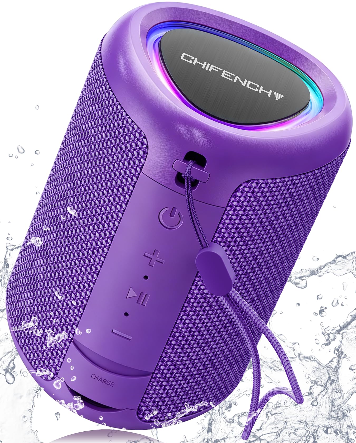 Portable Bluetooth Speaker Beach Essentials: Powerful Crystal Clear Sound/Dynamic Light/IPX5 Waterproof/All Day Playtime/Wireless BT 5.3/TWS Paring, Dad Gifts, Outdoor|Travel|Camping|Pool Accessories