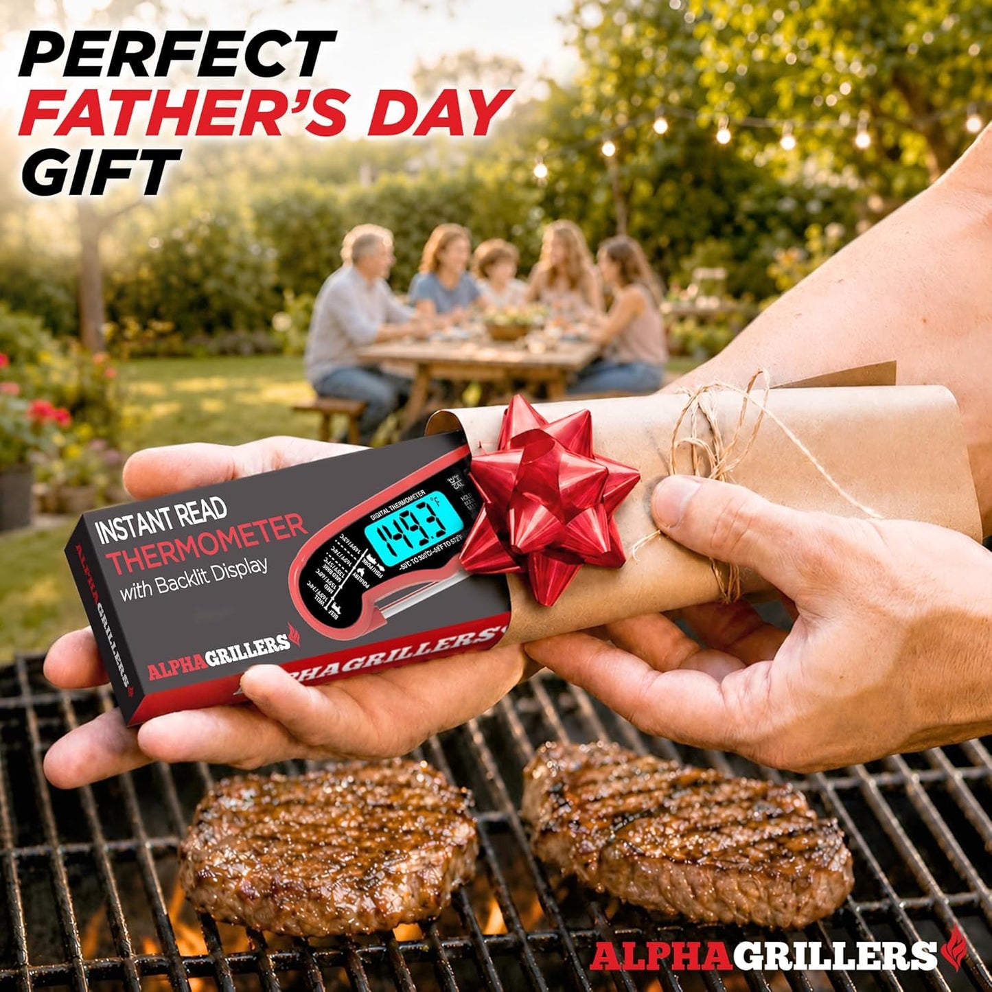Alpha Grillers Meat Thermometer Digital – Instant Read Food Thermometer for Cooking & Grilling – Professional Kitchen Fathers Day Gift for Dad Men Him Husband