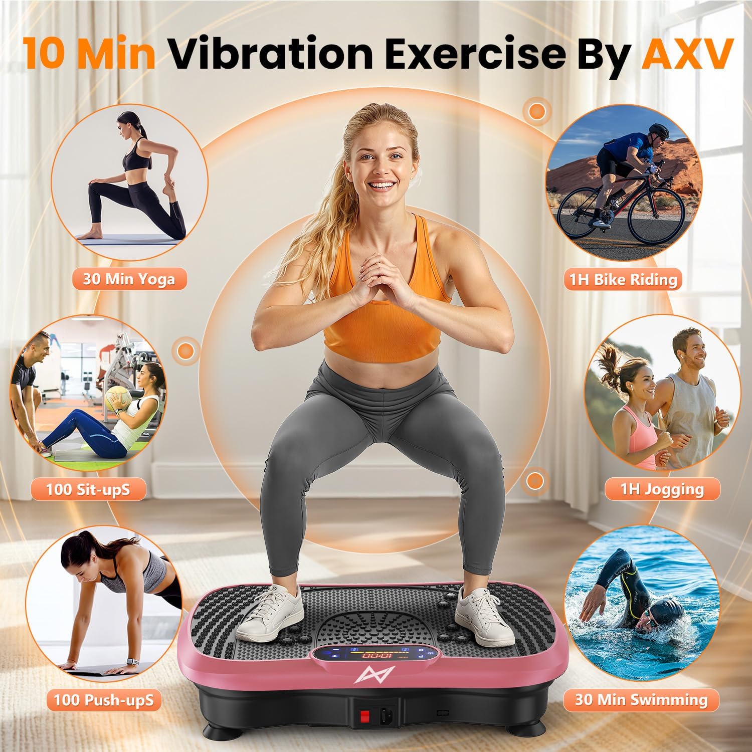 AXV Vibration Plate Fitness Platform Exercise Machine Vibrating Shaking Full Body Shaker Workout Vibrate Stand Shake Board Sport for Weight Loss Fat Burner for Gym Home Office