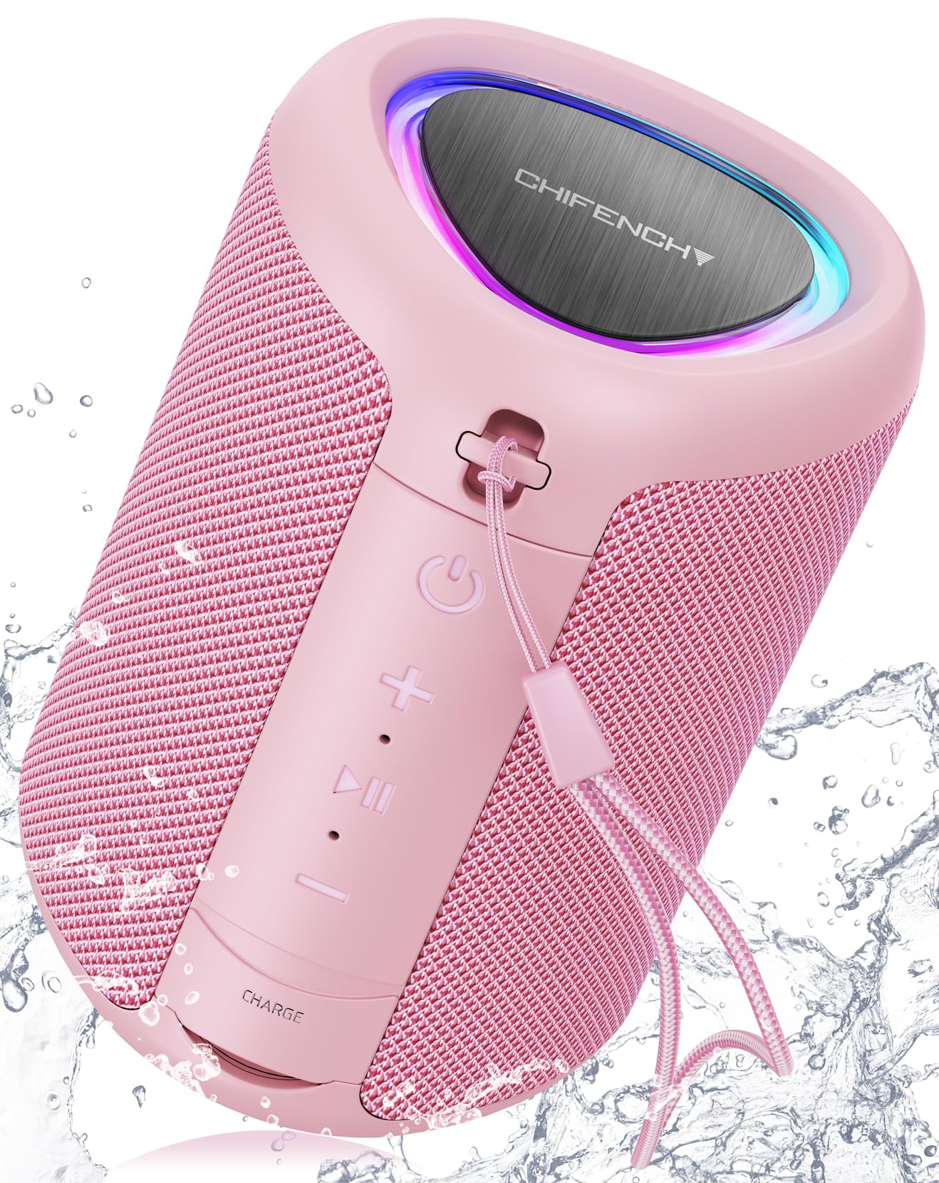 Portable Bluetooth Speaker Beach Essentials: Powerful Crystal Clear Sound/Dynamic Light/IPX5 Waterproof/All Day Playtime/Wireless BT 5.3/TWS Paring, Dad Gifts, Outdoor|Travel|Camping|Pool Accessories