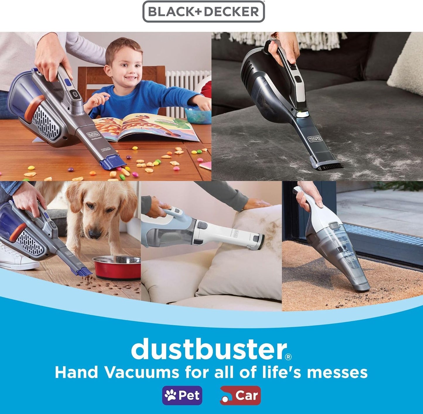 BLACK+DECKER dustbuster Cordless Handheld Vacuum, Portable Vacuum for Car and Home Rechargeable, Powerful Suction, Wide Mouth (HHVI315JO42)