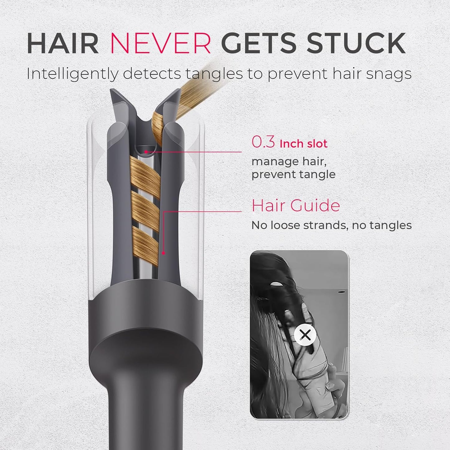 TYMO Automatic Rotating Curling Iron - TYMO CURLPRO Beach Waves Curling Wand, Portable Hair Curler, 500 Million Ionic, Dual Voltage & Lightweight for Travel, Ceramic Coating, 1 Inch, Metallic Gray