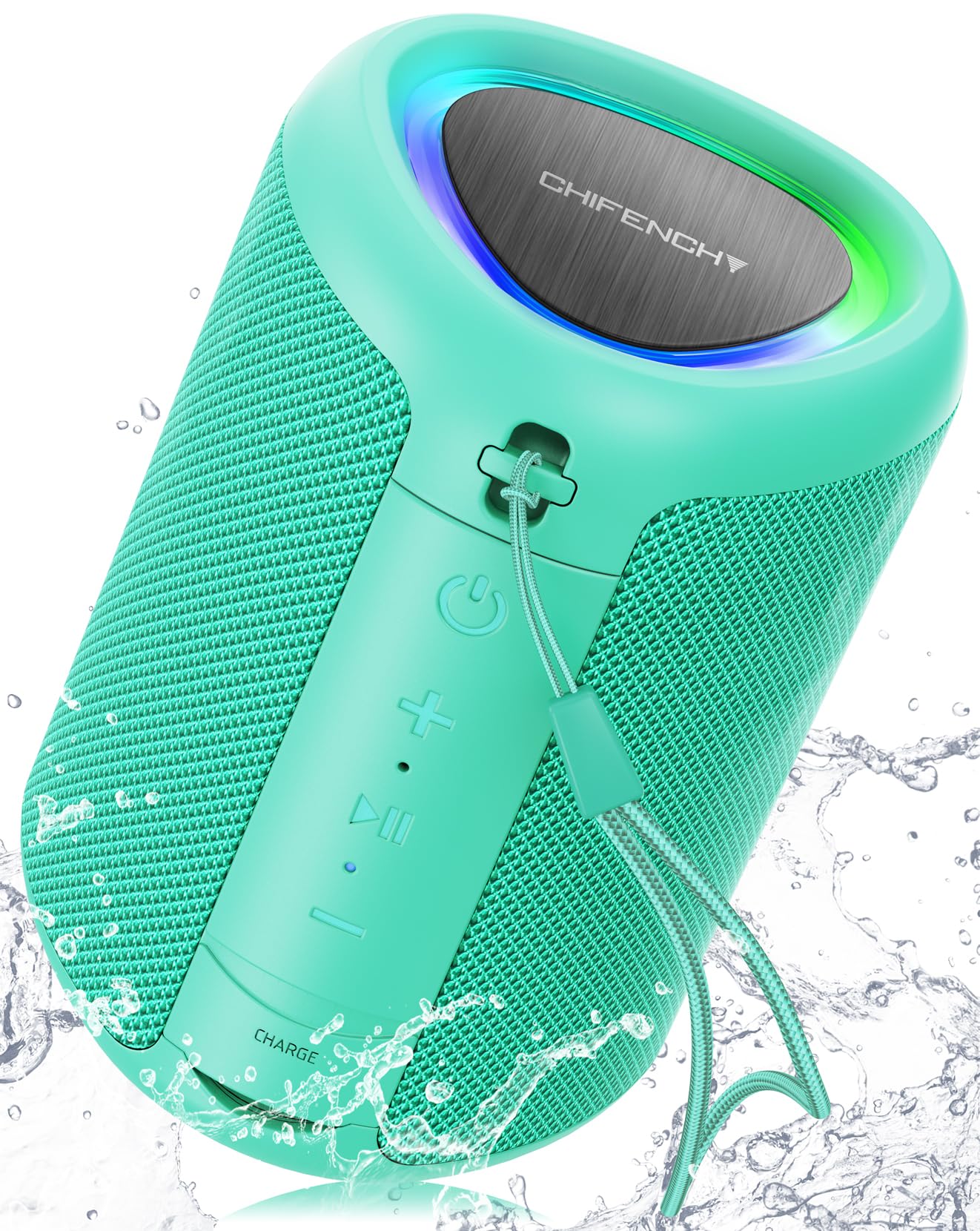 Portable Bluetooth Speaker Beach Essentials: Powerful Crystal Clear Sound/Dynamic Light/IPX5 Waterproof/All Day Playtime/Wireless BT 5.3/TWS Paring, Dad Gifts, Outdoor|Travel|Camping|Pool Accessories