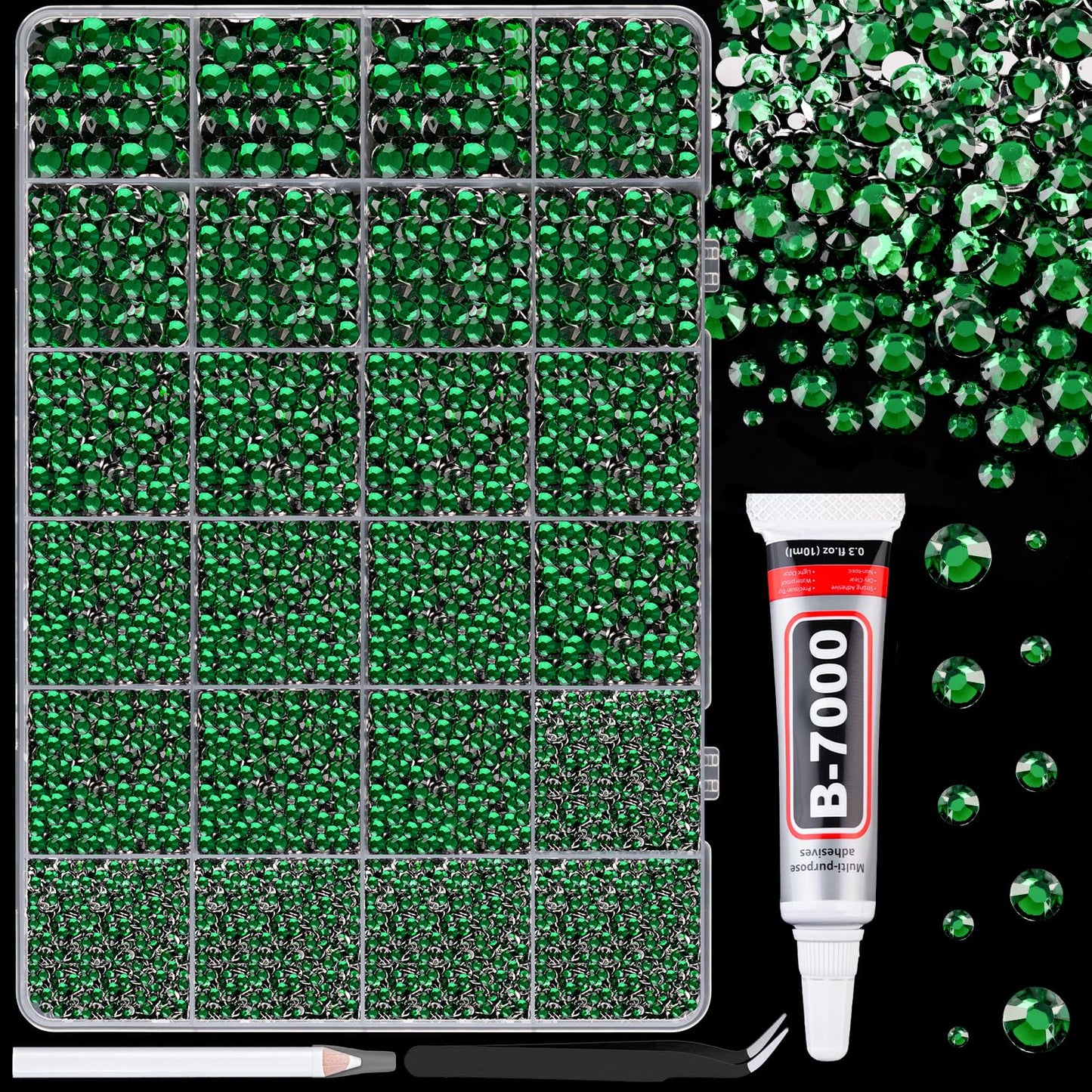 34000Pcs Resin Jelly Rhinestones for Bedazzling, Multicolor 3mm Flatback Gems for Diamond Art, Bedazzler Kit with 3Pcs 10ml B7000 Jewelry Glue for Bedazzle Thing Crafting Book Nail Art