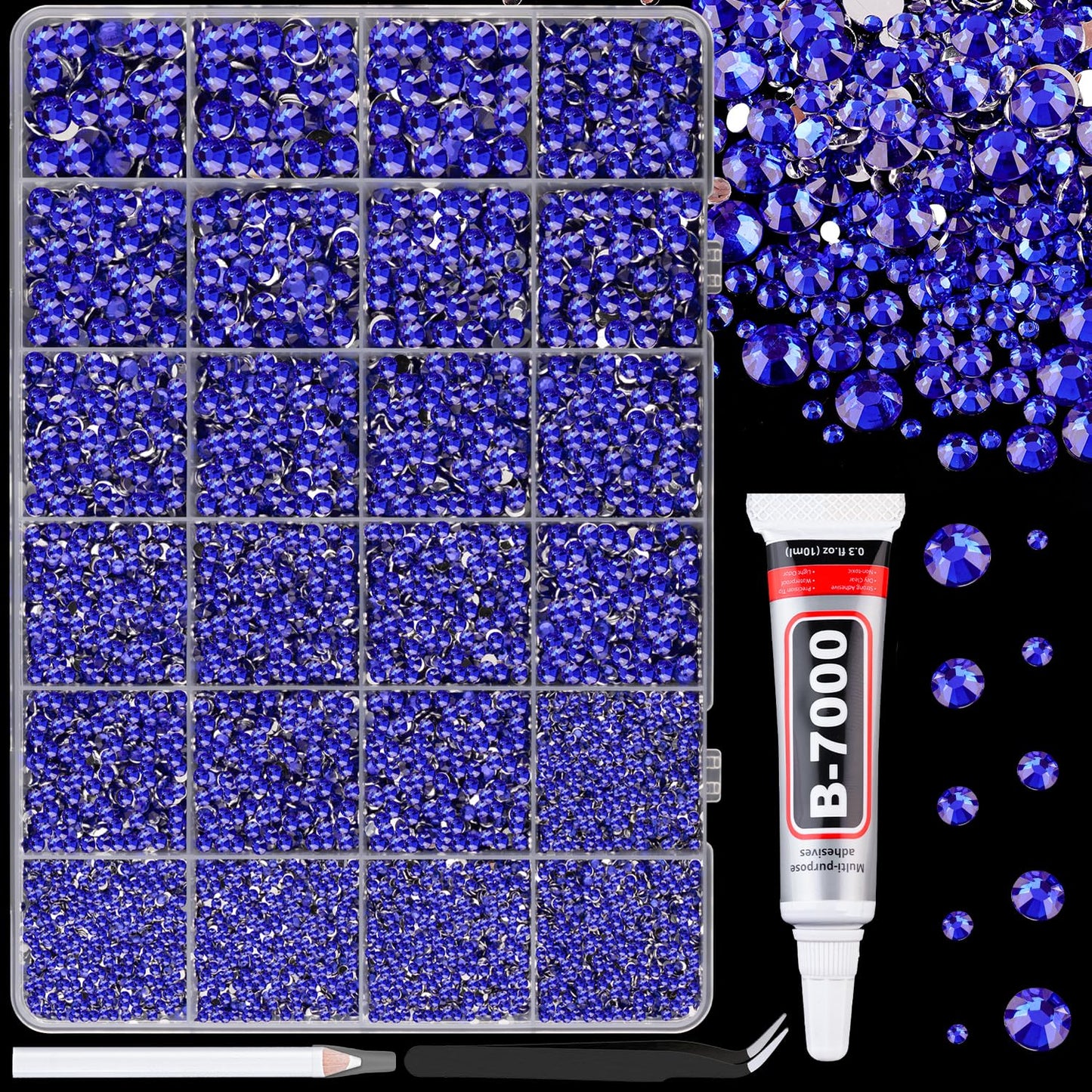 34000Pcs Resin Jelly Rhinestones for Bedazzling, Multicolor 3mm Flatback Gems for Diamond Art, Bedazzler Kit with 3Pcs 10ml B7000 Jewelry Glue for Bedazzle Thing Crafting Book Nail Art