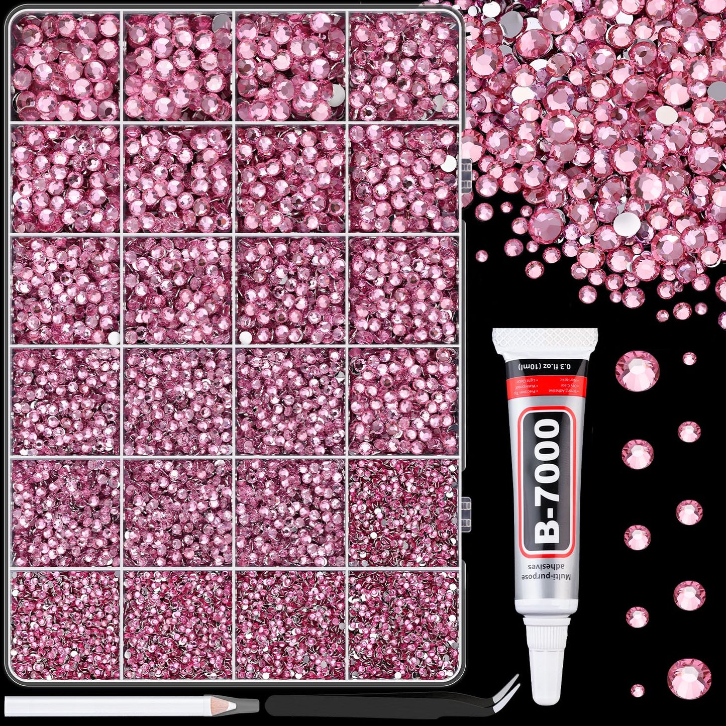 34000Pcs Resin Jelly Rhinestones for Bedazzling, Multicolor 3mm Flatback Gems for Diamond Art, Bedazzler Kit with 3Pcs 10ml B7000 Jewelry Glue for Bedazzle Thing Crafting Book Nail Art