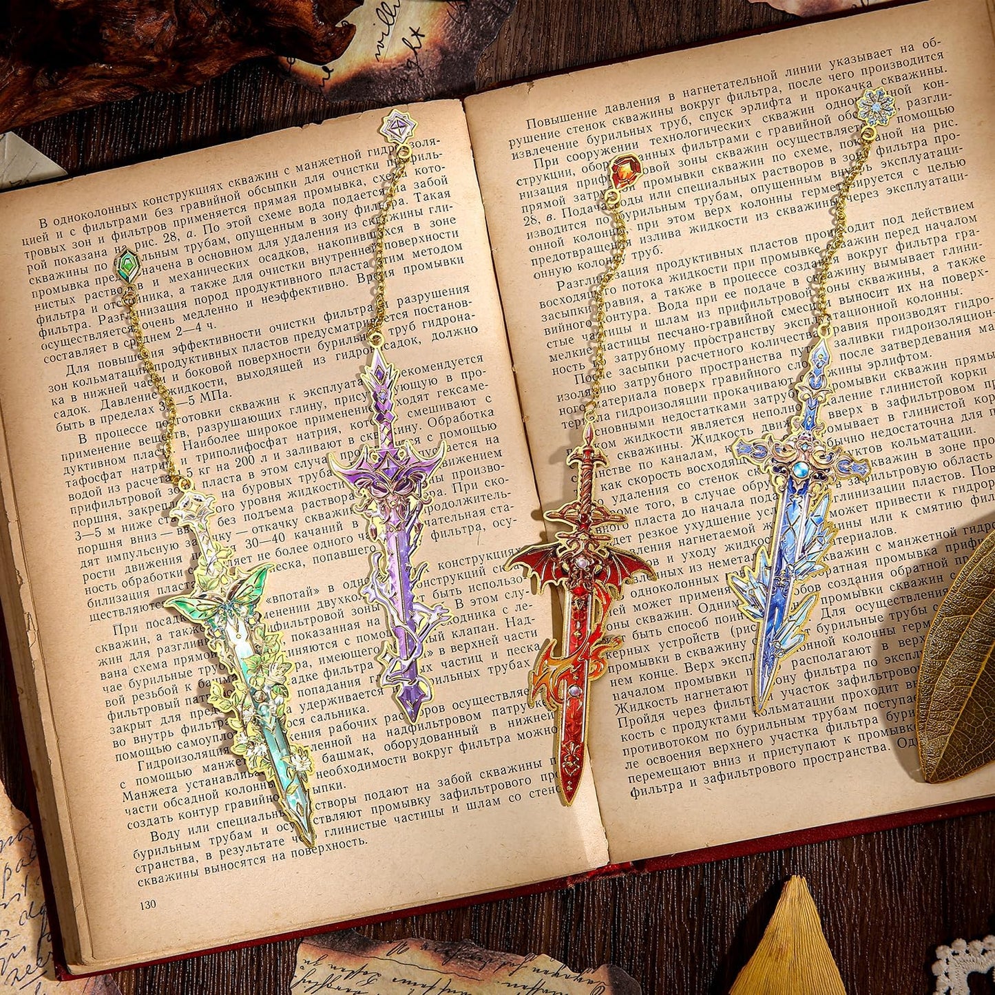 4pcs Fantasy Sword Bookmarks for Books, Journals, Planners - Cool Metal Book Markers for Reading Women & Men, Unique Book Marks Gifts for Book Lovers, Reading Accessories for Students & Adults & Kids